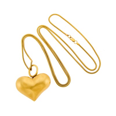 Lot 2005 - Marlene Stowe Gold Heart Pendant with Snake Chain Necklace