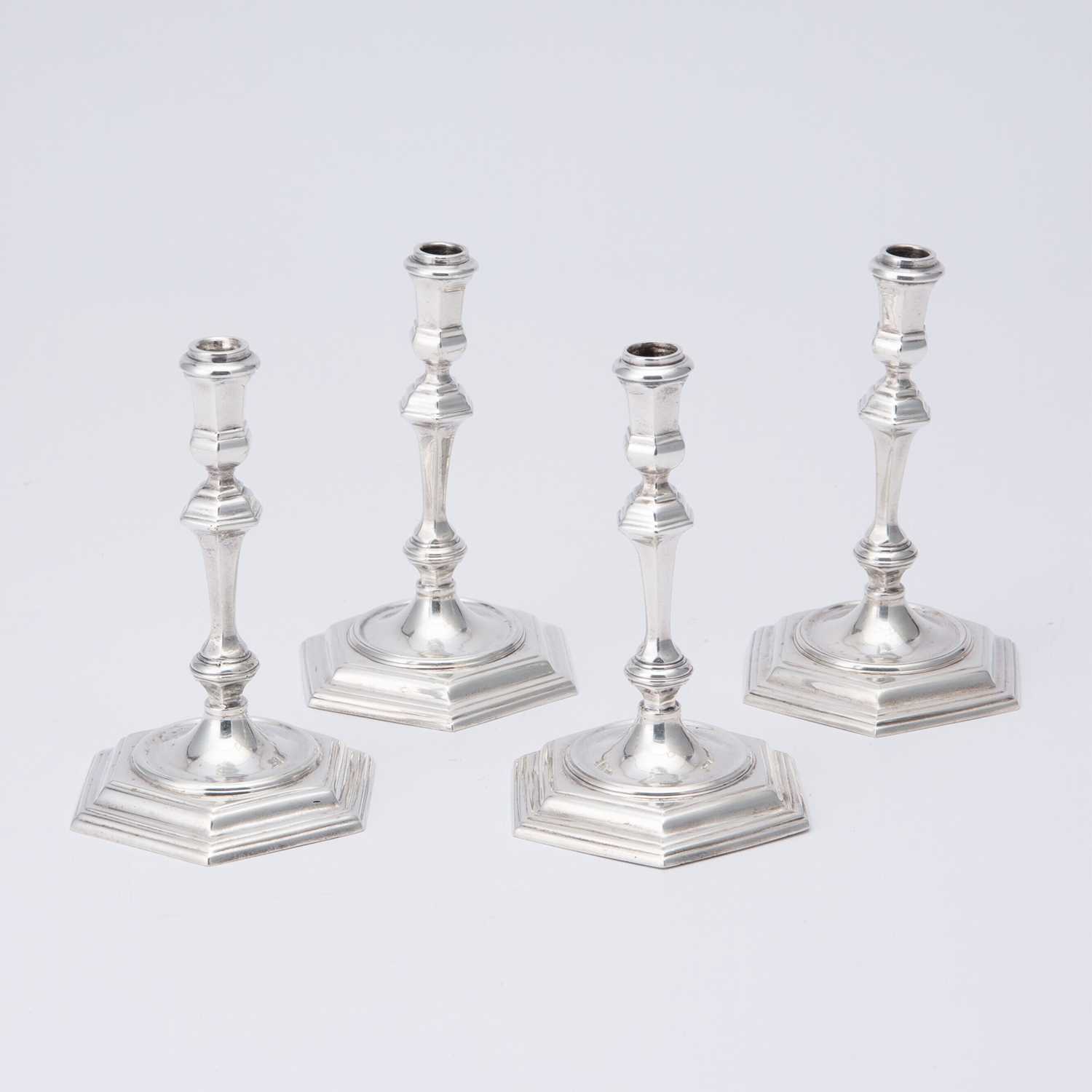 Lot 131 - Set of Four English Sterling Silver Tapersticks