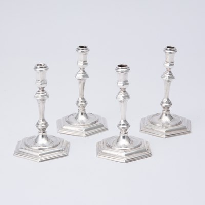 Lot 131 - Set of Four English Sterling Silver Tapersticks