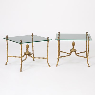 Lot 408 - Pair of French Gilt-Metal and Glass Occasional Tables