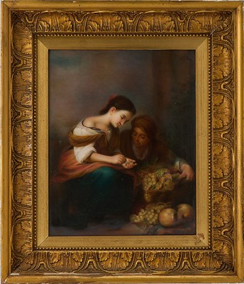 Lot 580 - KPM Porcelain Plaque Titled The Little Fruit Sellers