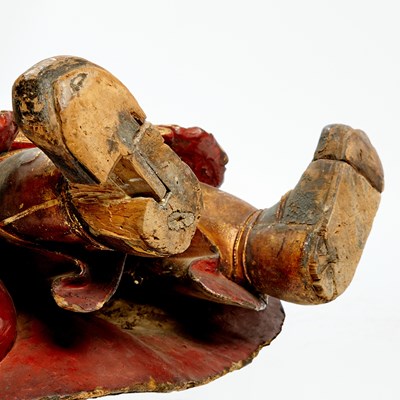 Lot 145 - A Large Chinese Gilt Lacquered Wood Figure of a Guardian