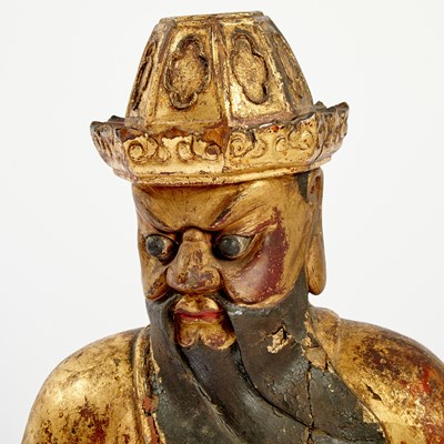 Lot 145 - A Large Chinese Gilt Lacquered Wood Figure of a Guardian
