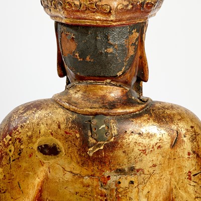 Lot 145 - A Large Chinese Gilt Lacquered Wood Figure of a Guardian
