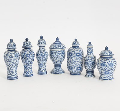 Lot 106 - Group of Seven Blue and White Porcelain Table Articles