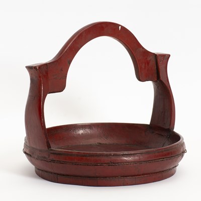 Lot 109 - Asian Style Hardwood Offering Basket