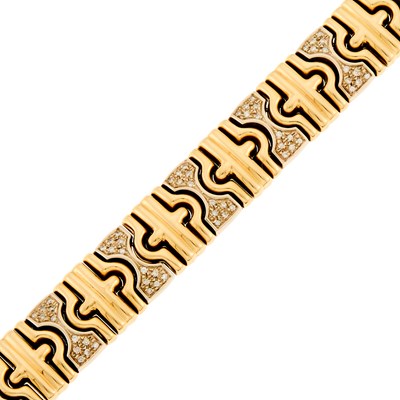 Lot 2022 - Two-Color Gold and Diamond Link Bracelet
