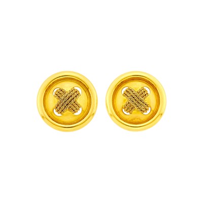 Lot 1013 - Yuri Ichihashi Pair of Gold Button Earclips