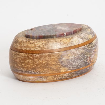 Lot 123 - Marble and Wood Oval Box