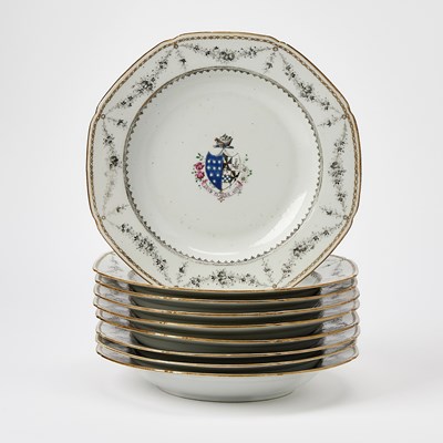 Lot 112 - Set of Eight Chinese Export Armorial Porcelain Plates