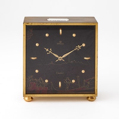 Lot 560 - Omega Brass Desk Clock