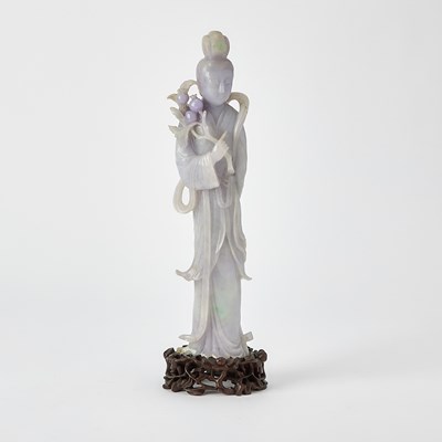 Lot A Chinese Lavender Jadeite Figure of a Meiren