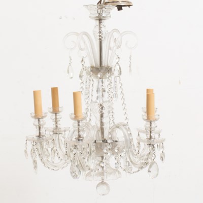 Lot 132 - George III Style Cut Glass Six-Light Chandelier