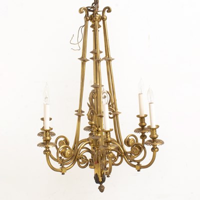 Lot 133 - Gilt Metal Six-Light Chandelier