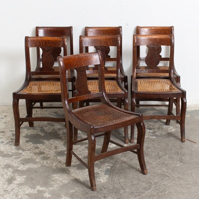 Lot 100 - Set of Seven American Classical Maple Dining Chairs