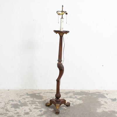Lot 136 - George III Style Parcel-Gilt Mahogany Candlestick Floor Lamp