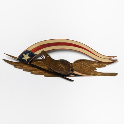 Lot 4 - Gilt and Polychrome-Decorated Spreadwing Eagle Plaque