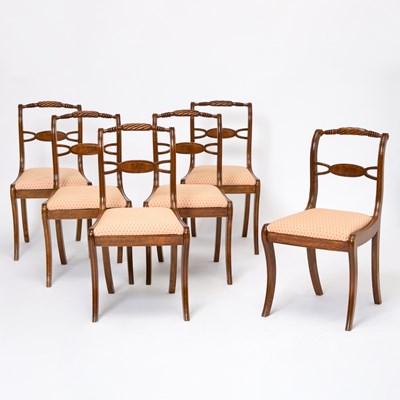Lot 580 - Set of Six Regency Maple Dining Chairs