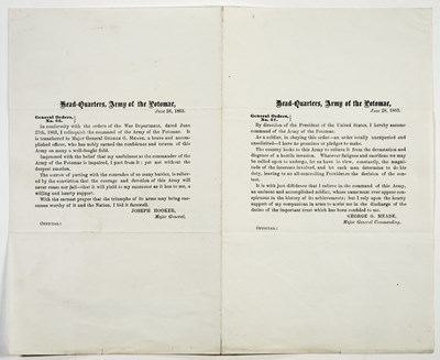 Lot 33 - General Orders No. 66 and 67: Hooker resigns, Meade assumes command