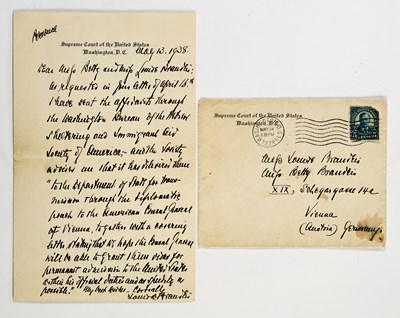Lot 93 - Justice Brandeis aids his two cousins in Nazi occupied Austria