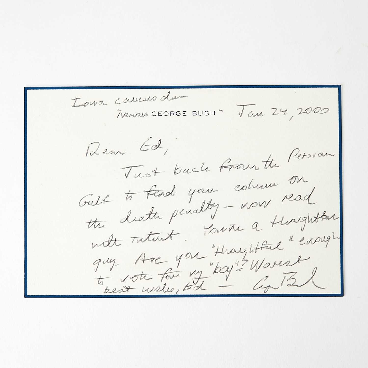 Lot 84 - George H.W. Bush autograph note to Ed Koch