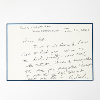 Lot 84 - George H.W. Bush autograph note to Ed Koch
