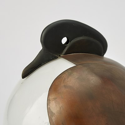 Lot 397 - Francois-Xavier Lalanne Patinated Bronze, Copper and Glass "Lampe Pigeon"