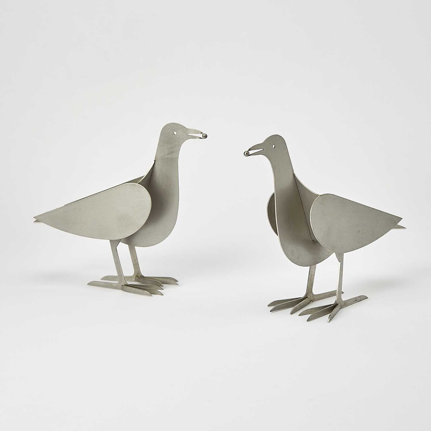 Lot 398 - Pair of Francois-Xavier Lalanne Aluminum "L'Oiseau d'Argent" Candle Holders