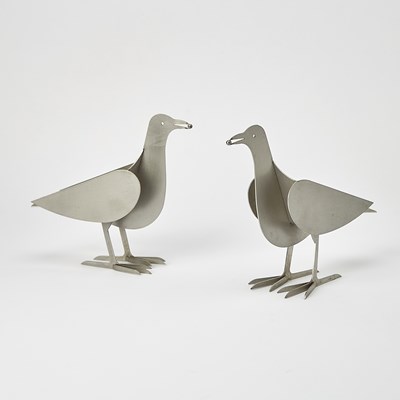 Lot Pair of Francois-Xavier Lalanne Aluminum "L'Oiseau d'Argent" Candle Holders