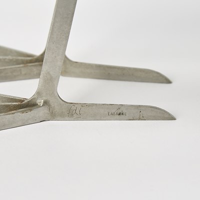 Lot 398 - Pair of Francois-Xavier Lalanne Aluminum "L'Oiseau d'Argent" Candle Holders