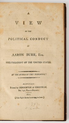 Lot 10 - An uncommon and scathing work on Aaron Burr as Vice President
