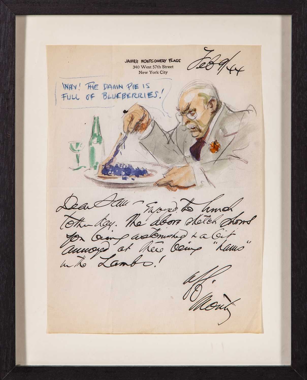 Lot 71 - James Montgomery Flagg thank-you letter with a fine watercolor