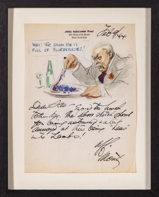Lot 71 - James Montgomery Flagg thank-you letter with a fine watercolor