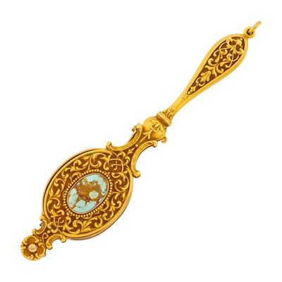 Lot 1060 - Antique Gold and Turquoise Lorgnette