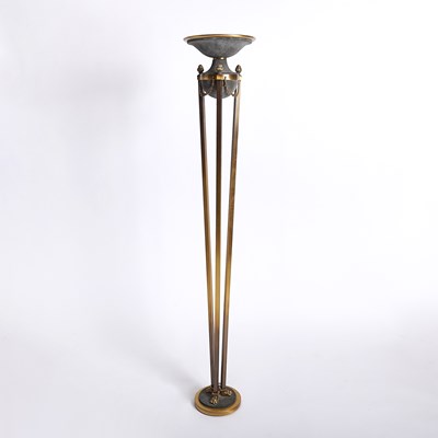 Lot 583 - Empire Style Gilt and Patinated Metal Torchere Floor Lamp