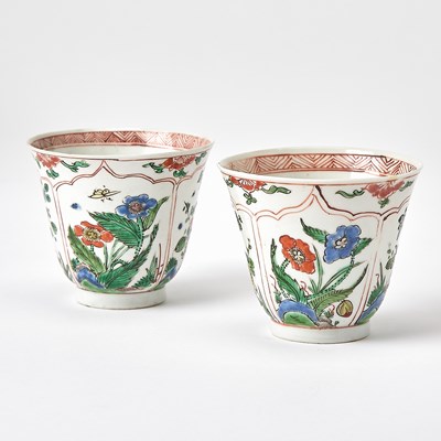 Lot 408 - Pair of Chinese Export Porcelain Famille Verte Wine Cups