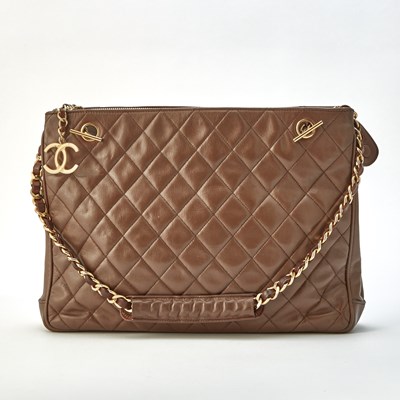 Lot 1185 - Chanel Tan Lambskin Leather Tote Bag