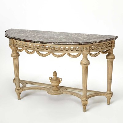 Lot 716 - Louis XVI Style Marble Top Painted Wood Console Table