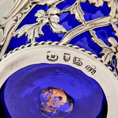 Lot 75 - George II Sterling Silver and Blue Glass Cream Pail