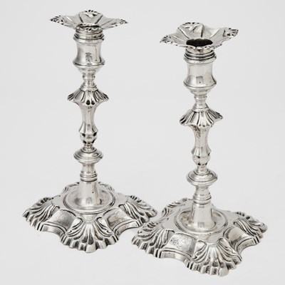 Lot 73 - Pair of George II Sterling Silver Candlesticks