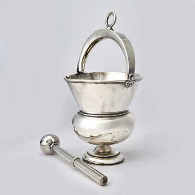 Lot 177 - South American Silver Holy Water Font and Sprinkler (Aspersorium and Aspergillum)