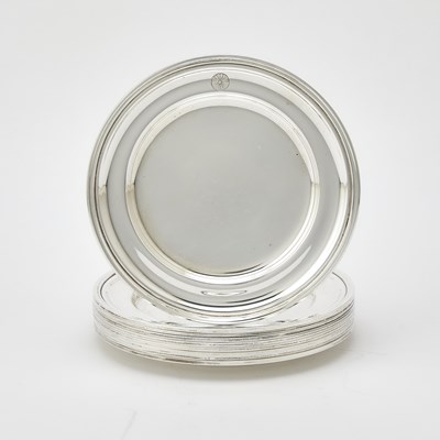 Lot 236 - Set of Nine Mexican Sterling Silver Bread Plates