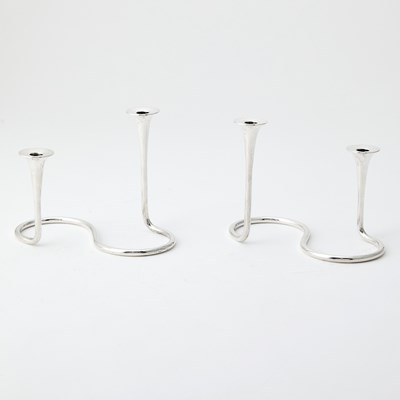 Lot 198 - Pair of Danish Silver Candelabra