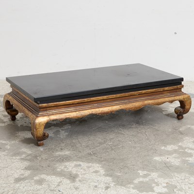 Lot 20 - Asian Style Stone Top Gilt Painted Low Table