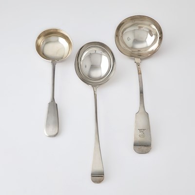 Lot 200 - Three Silver Soup Ladles