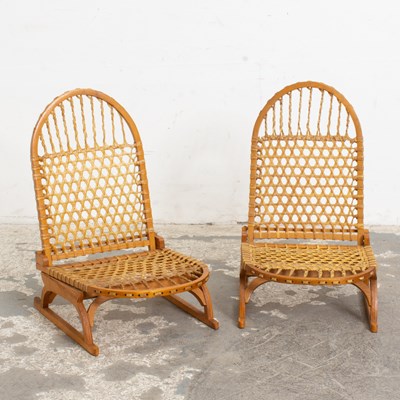 Lot 85 - Pair of Bentwood Snowshoe Canoe Chairs