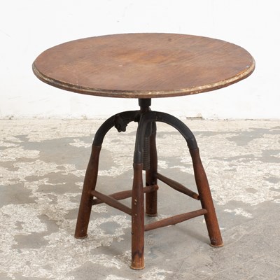Lot 87 - Metal And Wood Adjustable Round Low Table