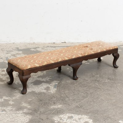 Lot 89 - Queen Anne Style Upholstered Mahogany Low Bench