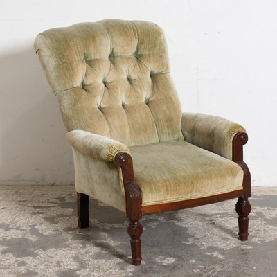 Lot 126 - Eastlake Style Upholstered Walnut Club Chair