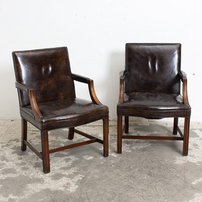 Lot 139 - Pair of Leather Upholstered Armchairs